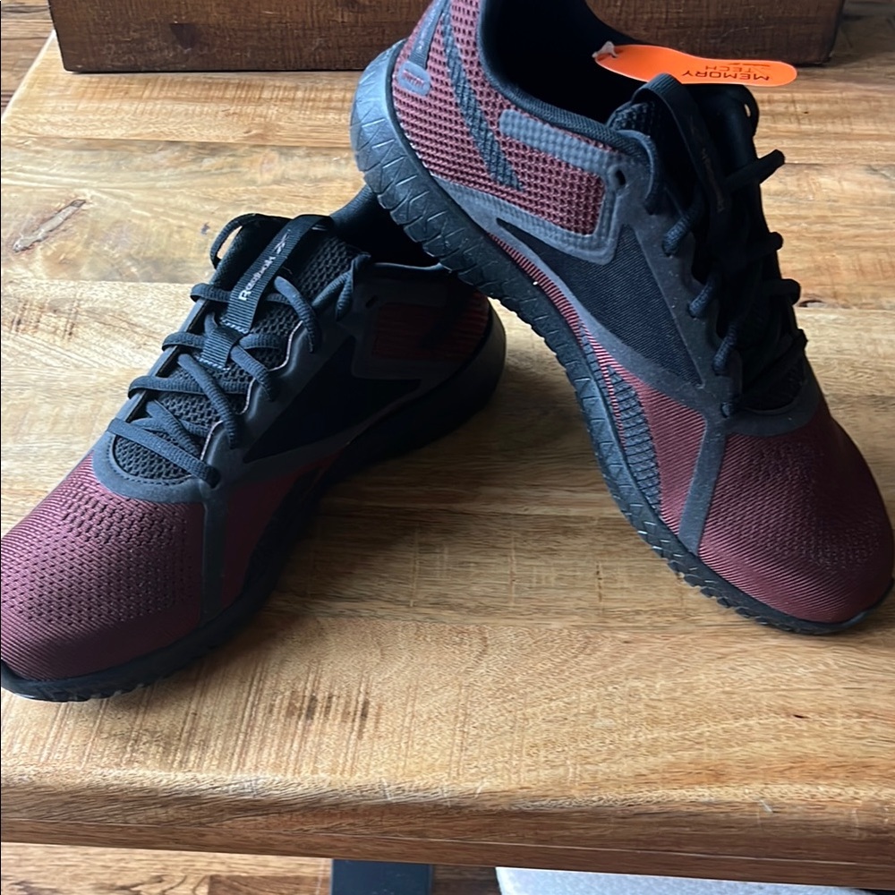 Reebok Black and Red Athletic Shoes with Breathable Mesh